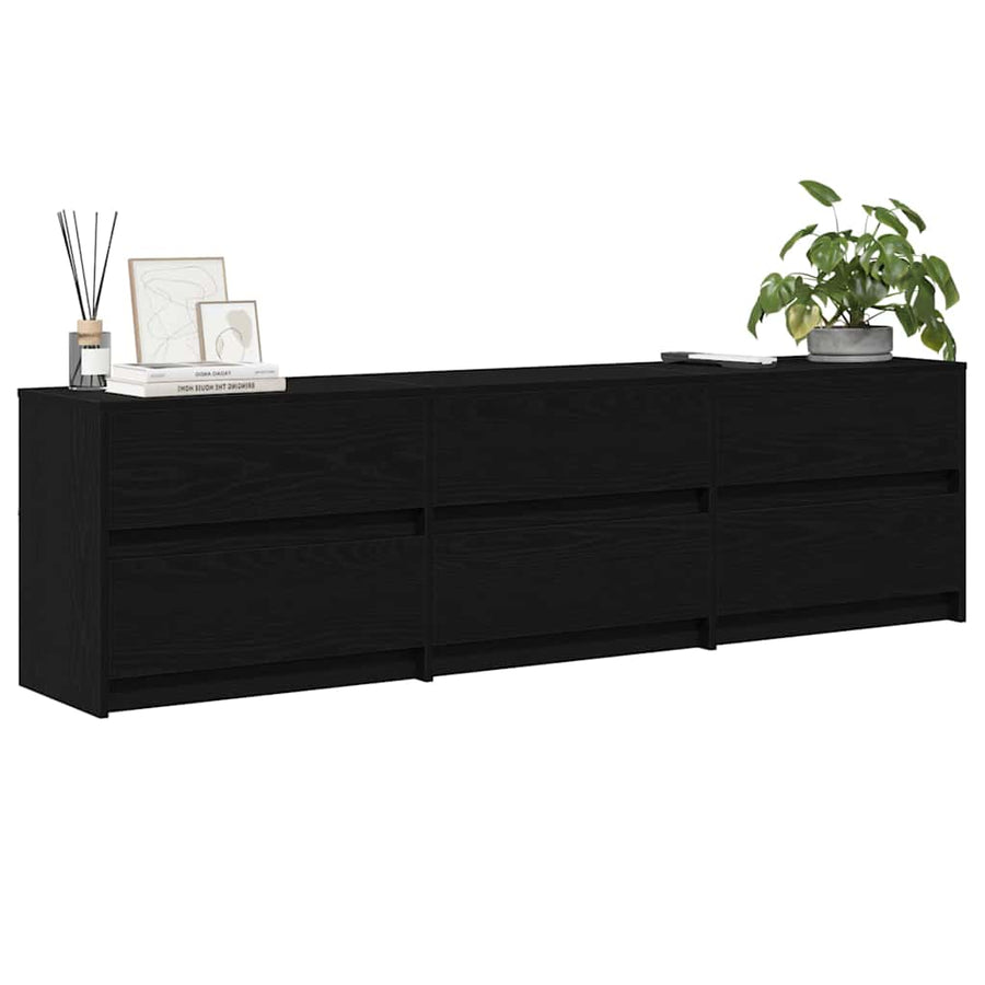 TV-kast Zwart 182 x 34 x 50 cm Bewerkt hout