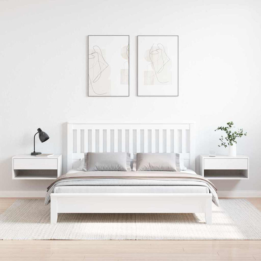 Wandbevestigde nachttafel met lade 2 pcs Wit 50 x 32.5 x 24 cm