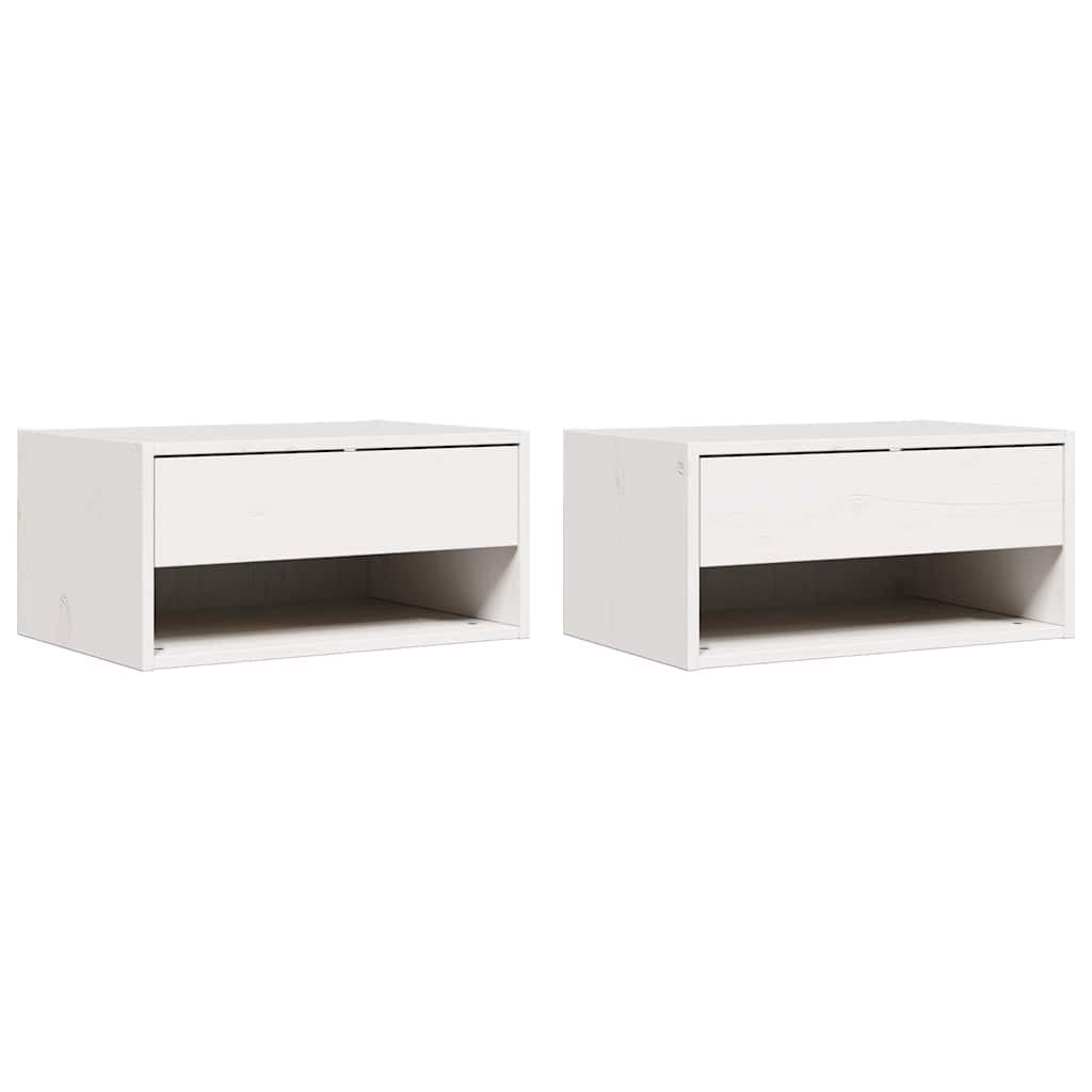 Wandbevestigde nachttafel met lade 2 pcs Wit 50 x 32.5 x 24 cm