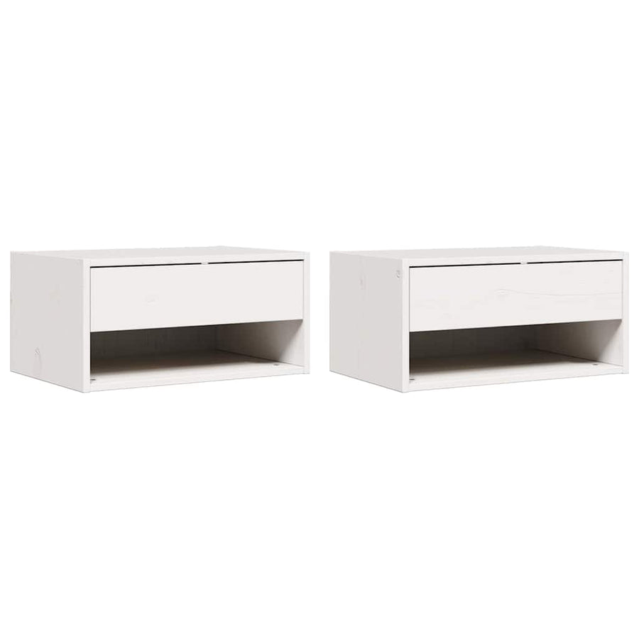 Wandbevestigde nachttafel met lade 2 pcs Wit 50 x 32.5 x 24 cm