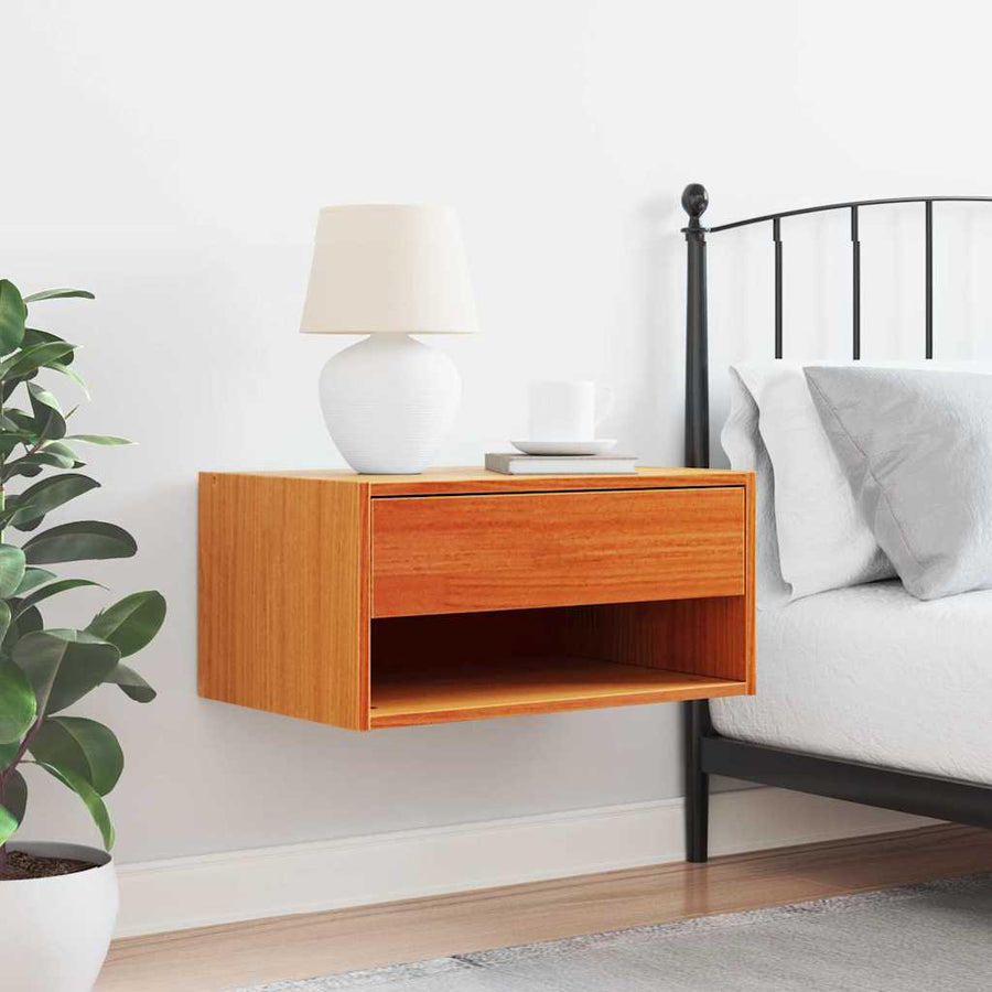 Wandbevestigde nachttafel met lade Wasbruin 50 x 32.5 x 24 cm