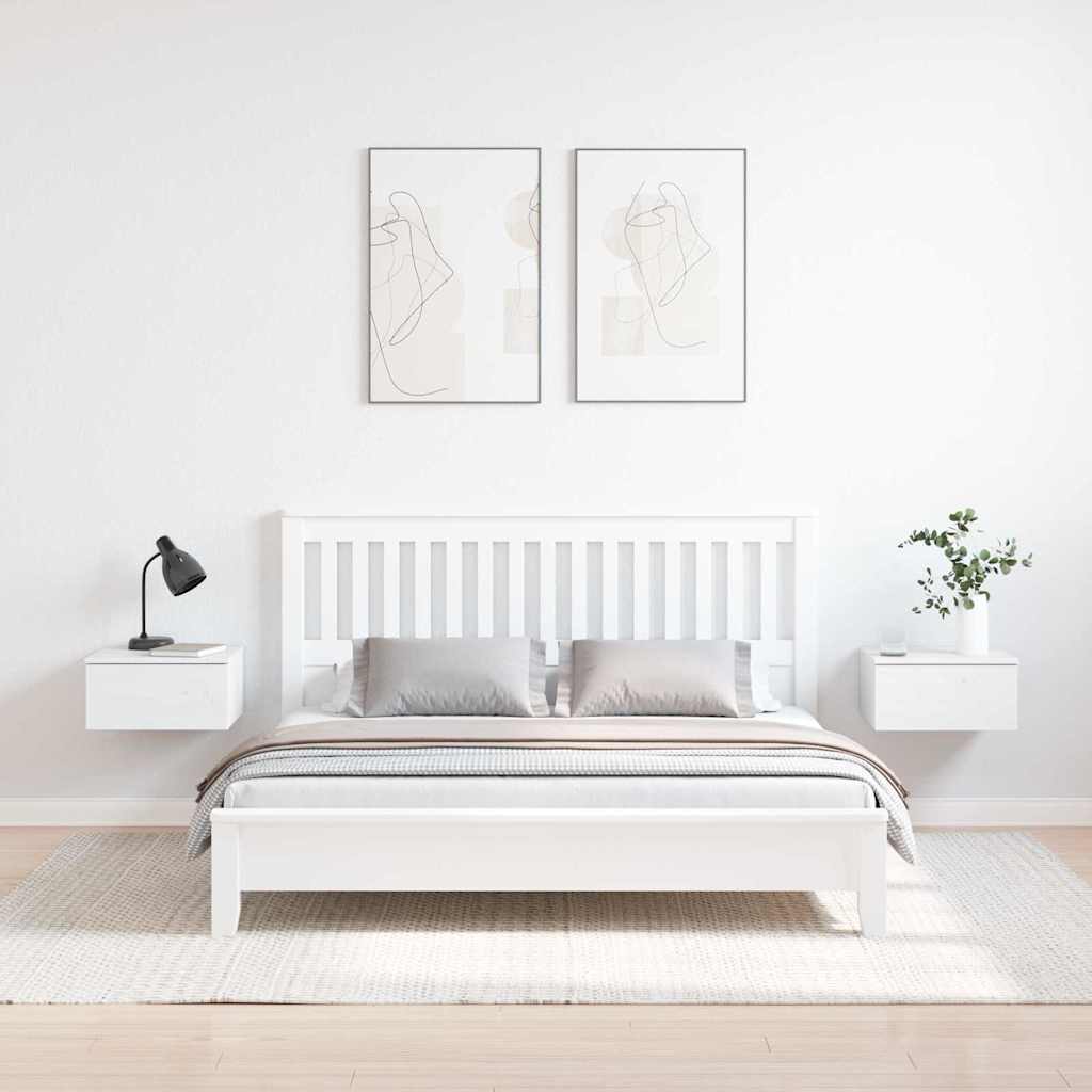 Wandbevestigde nachttafel met lade 2 pcs Wit 37 x 35 x 18,5 cm