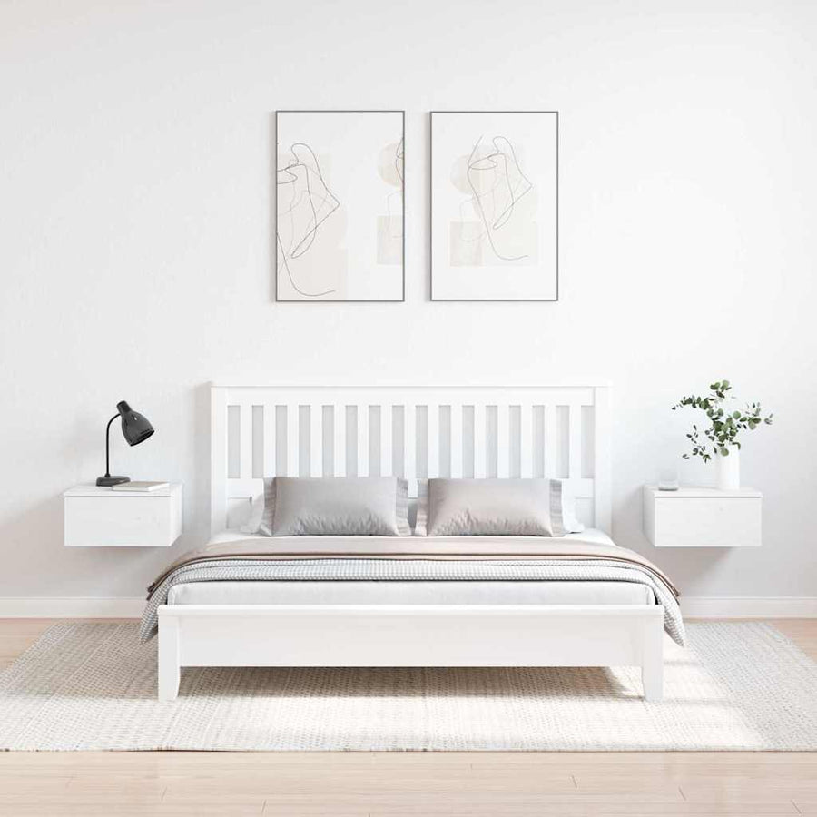 Wandbevestigde nachttafel met lade 2 pcs Wit 37 x 35 x 18,5 cm