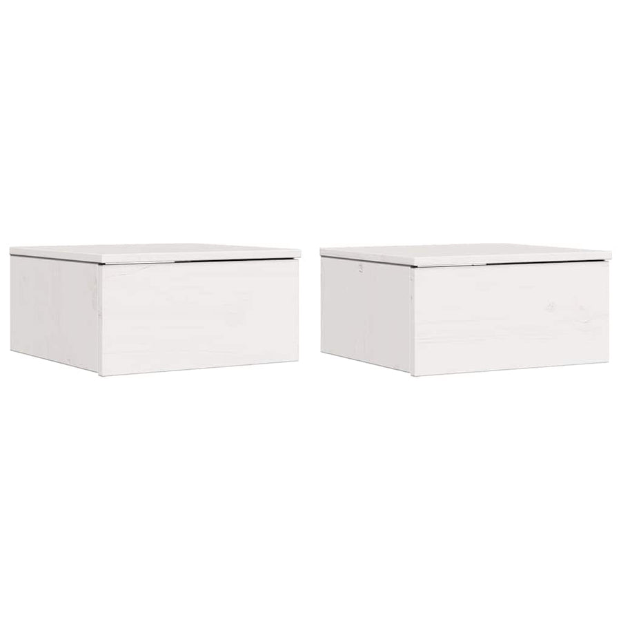 Wandbevestigde nachttafel met lade 2 pcs Wit 37 x 35 x 18,5 cm