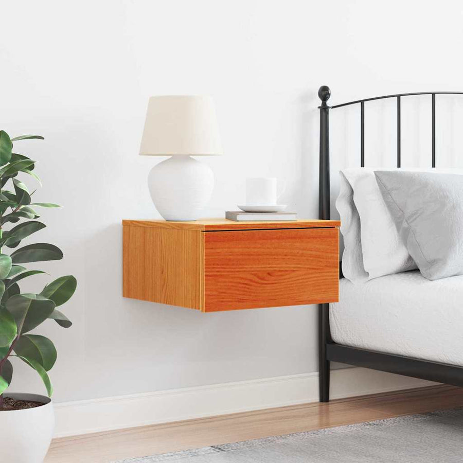 Wandbevestigde nachttafel met lade Wasbruin 37 x 35 x 18,5 cm