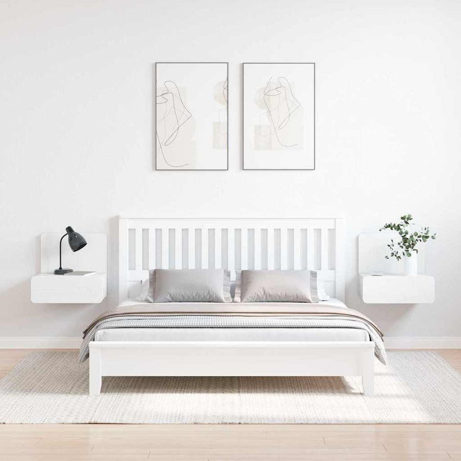 Wandbevestigde nachttafel met lade 2 pcs Wit 44 x 32.5 x 40 cm