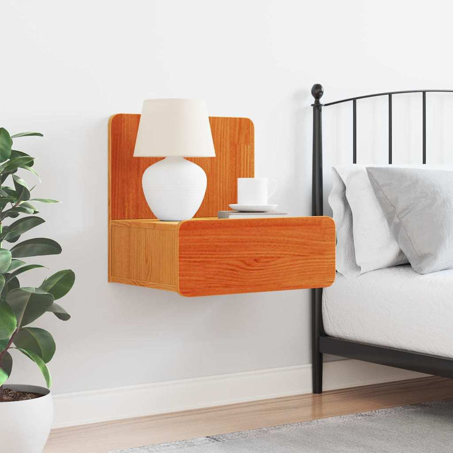 Wandbevestigde nachttafel met lade Wasbruin 44 x 32.5 x 40 cm
