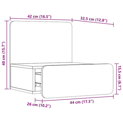 Wandbevestigde nachttafel met lade Wasbruin 44 x 32.5 x 40 cm