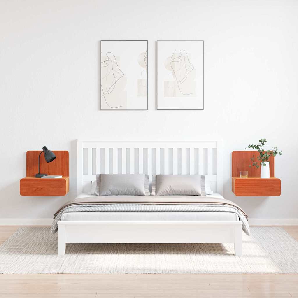 Wandbevestigde nachttafel 2 pcs Wasbruin 44 x 32.5 x 40 cm