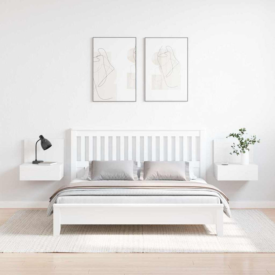 Wandbevestigde nachttafel met lade 2 pcs Wit 42 x 32,5 x 40 cm