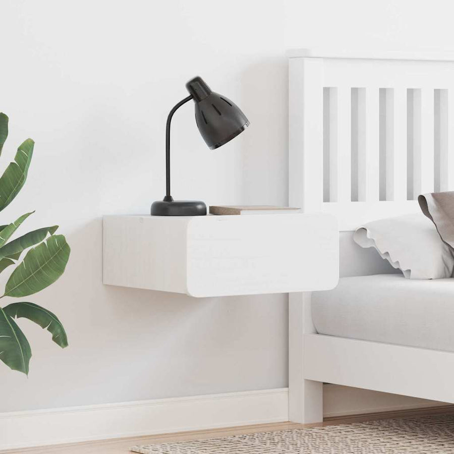 Wandbevestigde nachttafel met lade 2 pcs Wit 39 x 34 x 16.5 cm