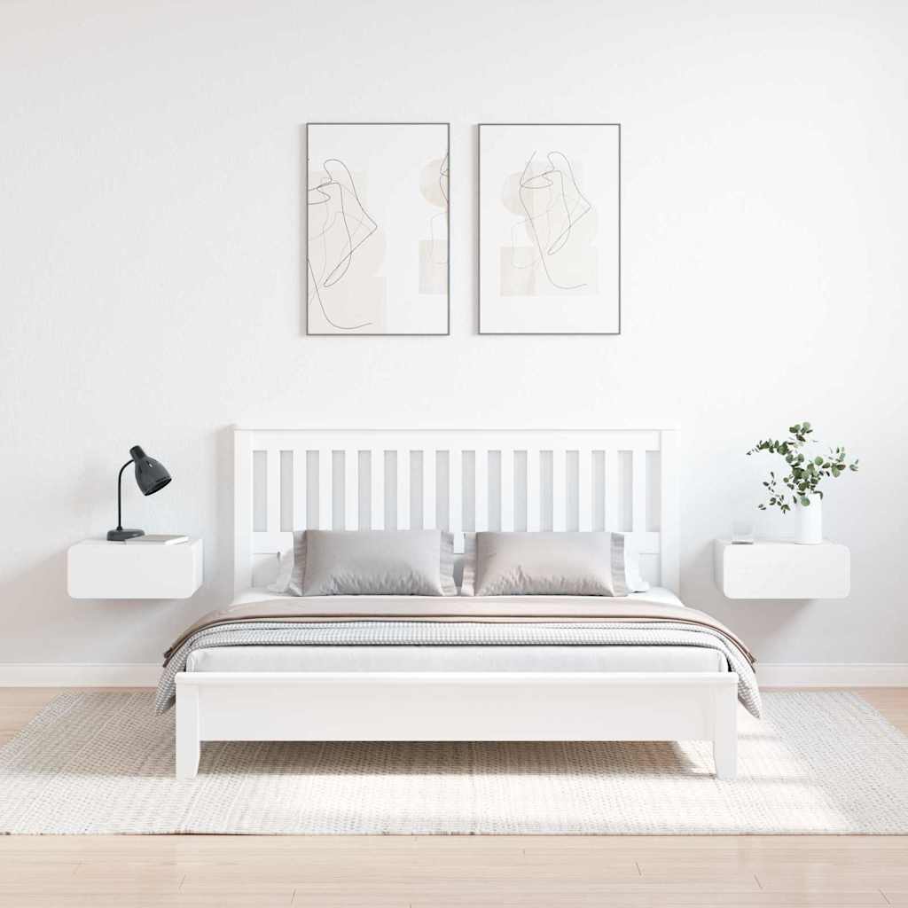 Wandbevestigde nachttafel met lade 2 pcs Wit 39 x 34 x 16.5 cm