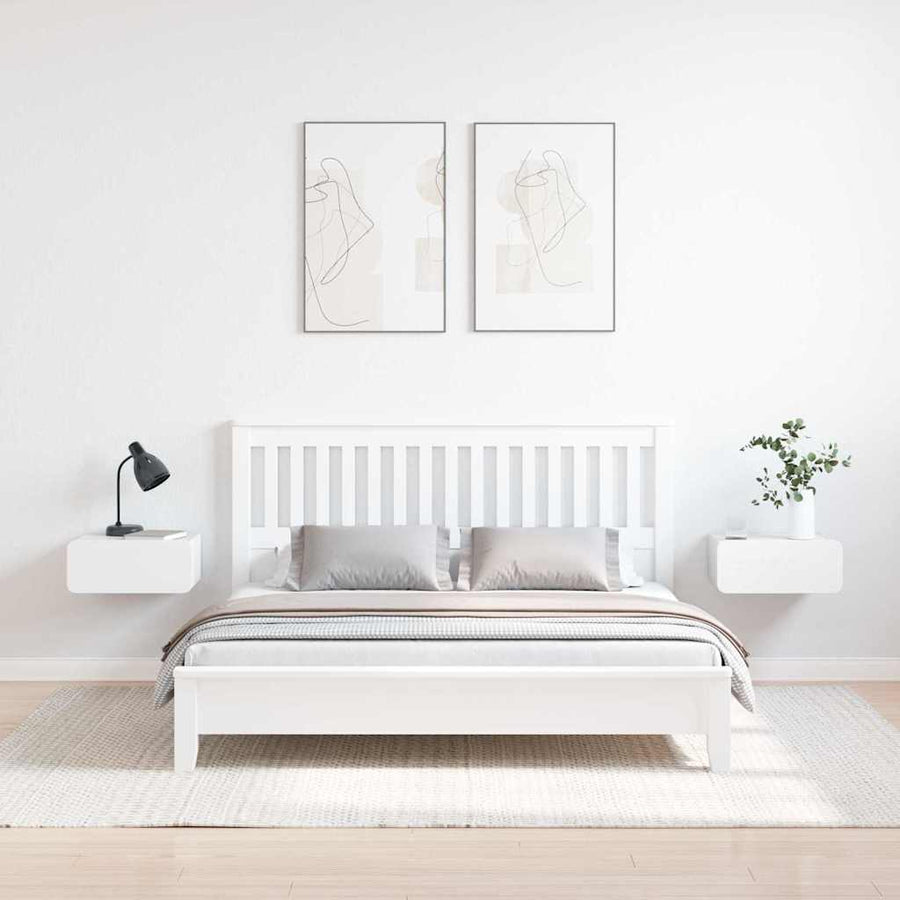 Wandbevestigde nachttafel met lade 2 pcs Wit 39 x 34 x 16.5 cm