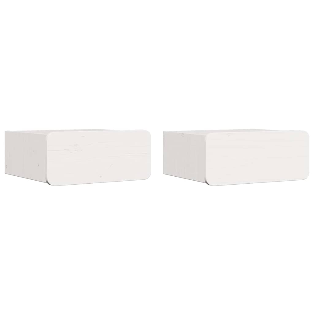 Wandbevestigde nachttafel met lade 2 pcs Wit 39 x 34 x 16.5 cm