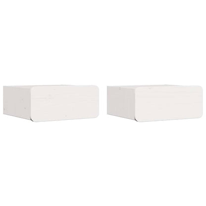 Wandbevestigde nachttafel met lade 2 pcs Wit 39 x 34 x 16.5 cm