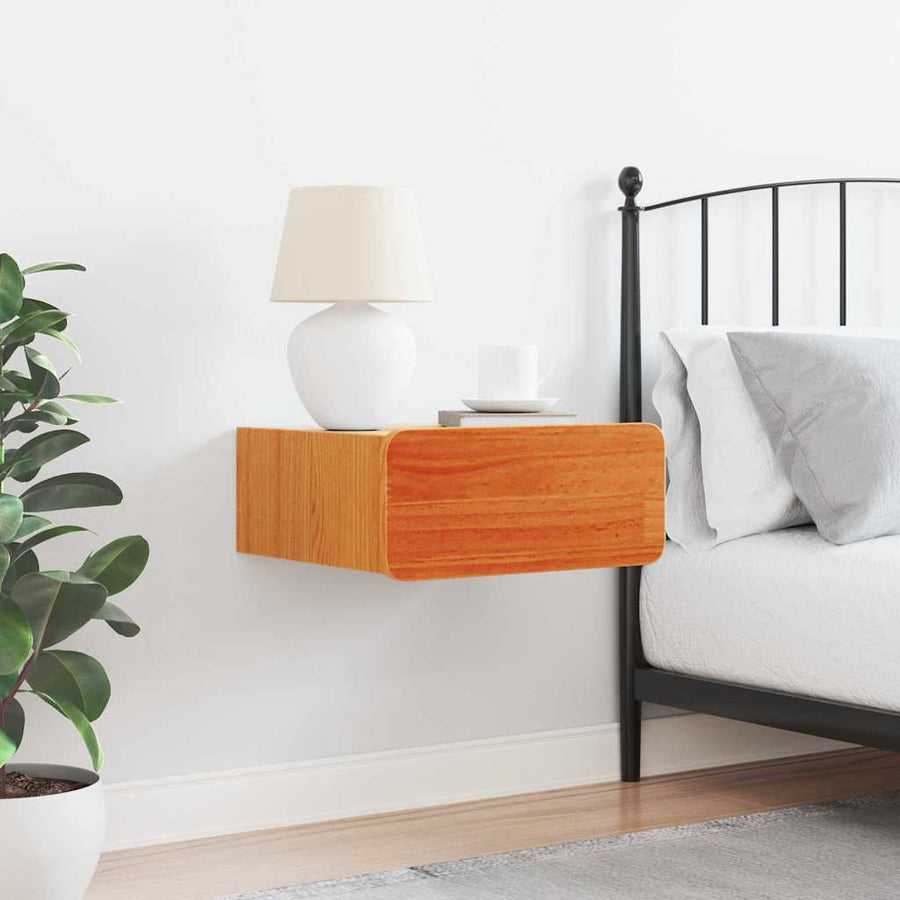 Wandbevestigde nachttafel met lade Wasbruin 39 x 34 x 16.5 cm
