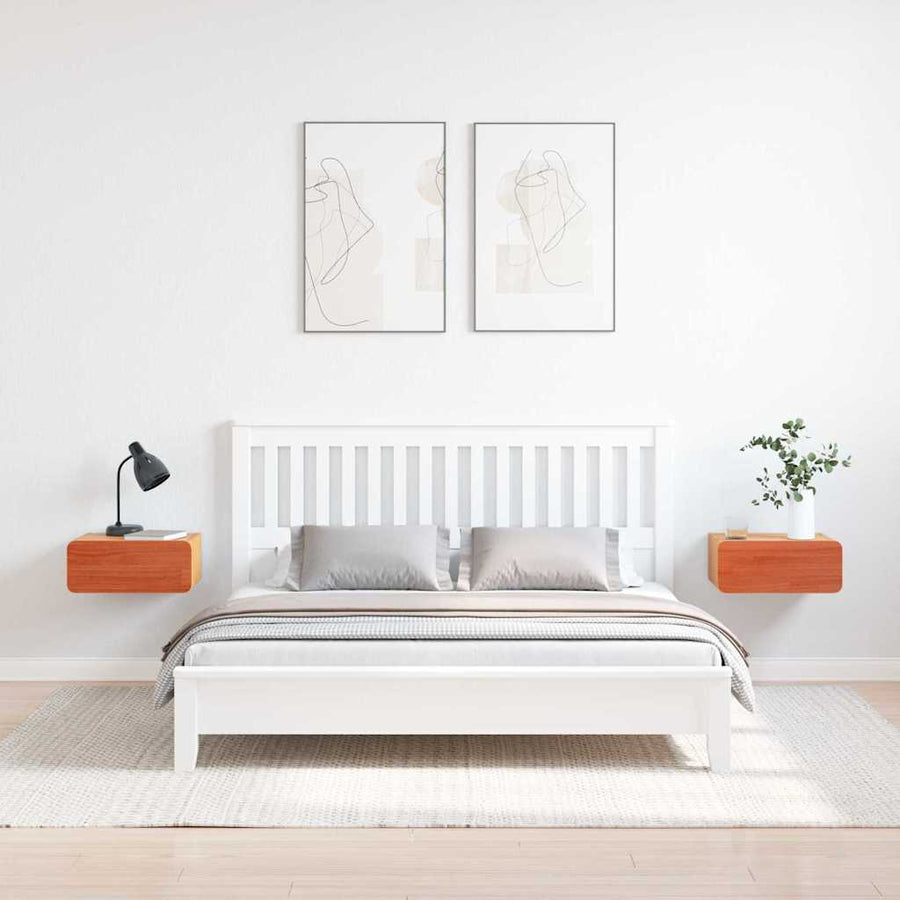 Wandbevestigde nachttafel 2 pcs Wasbruin 39 x 34 x 16.5 cm