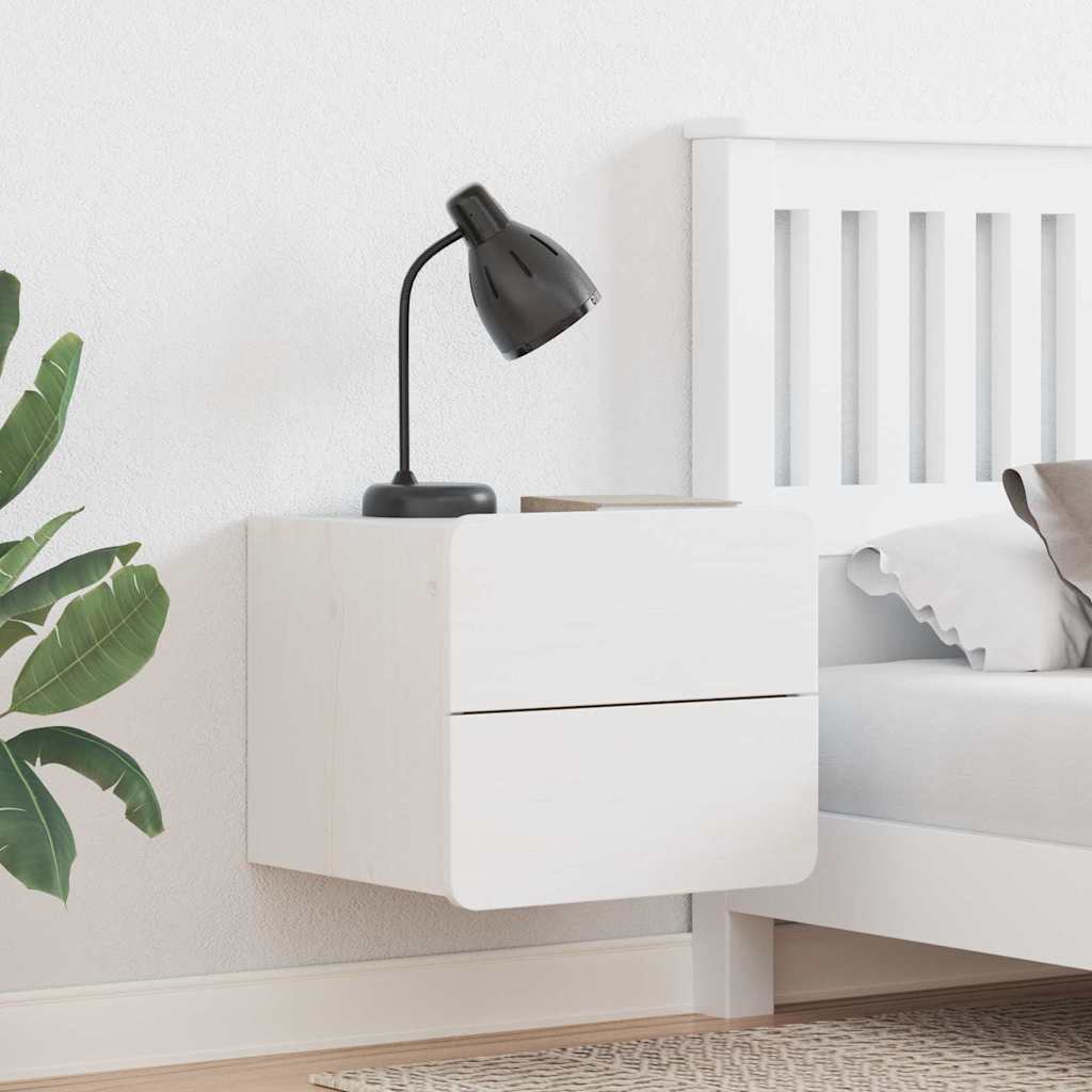 Nachtkastje met lade Wit 39 x 34 x 33 cm Massief grenenhout