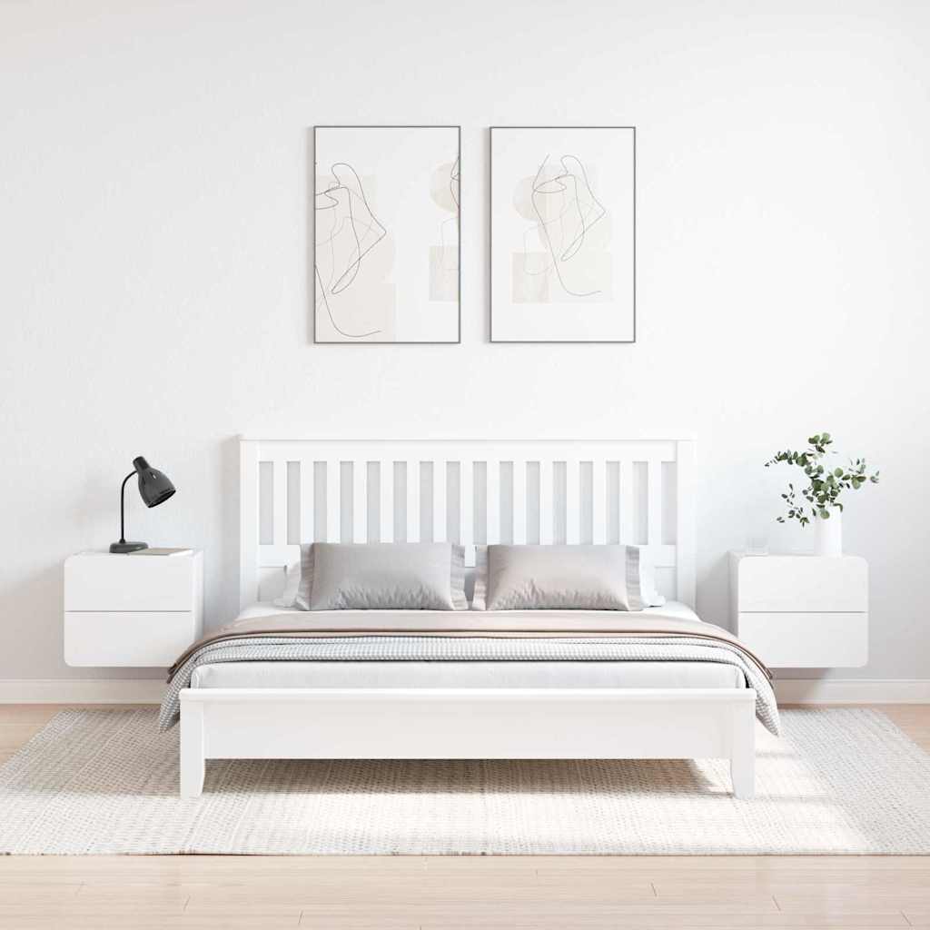 Nachtkastje 2 pcs Wit 39 x 34 x 33 cm Massief dennenhout