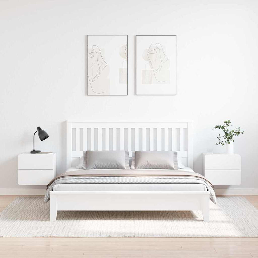 Nachtkastje 2 pcs Wit 39 x 34 x 33 cm Massief dennenhout