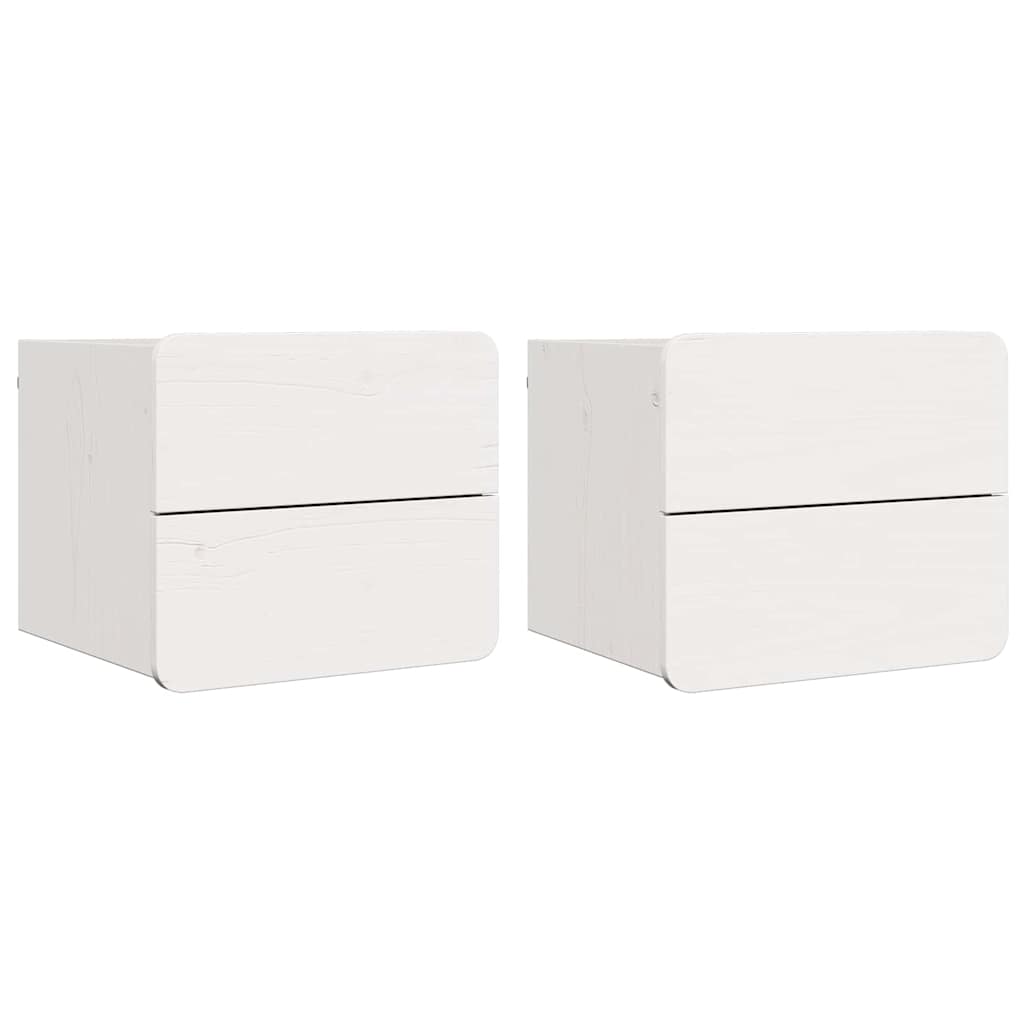 Nachtkastje 2 pcs Wit 39 x 34 x 33 cm Massief dennenhout