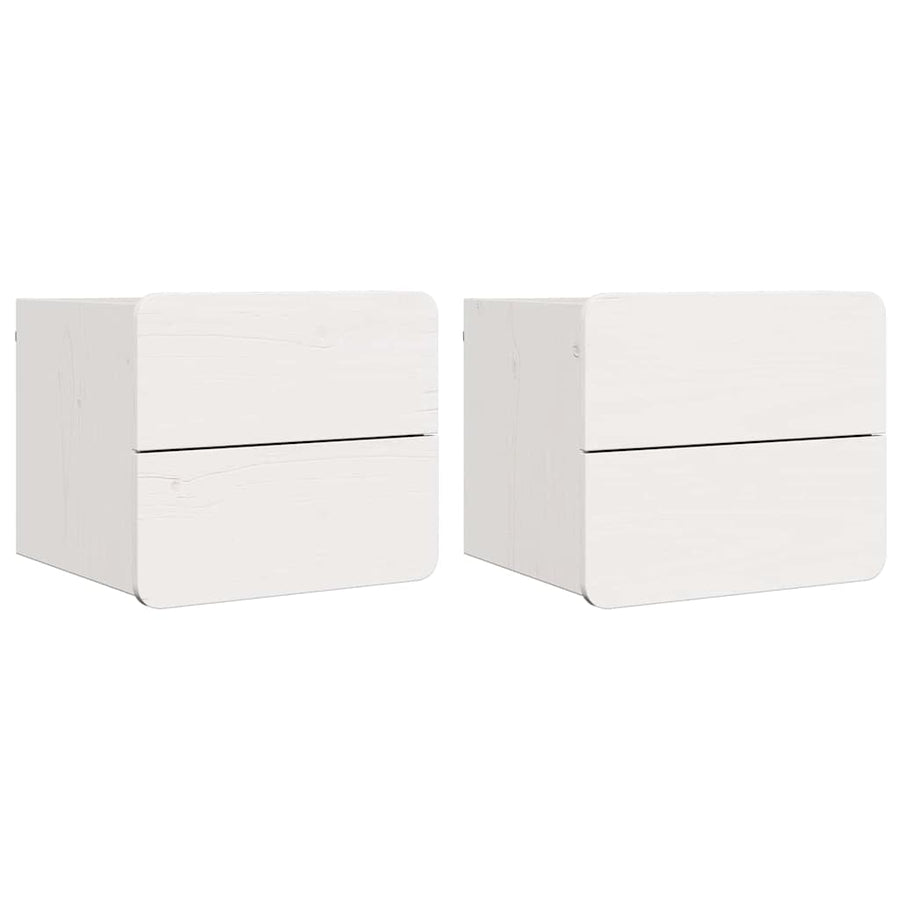 Nachtkastje 2 pcs Wit 39 x 34 x 33 cm Massief dennenhout