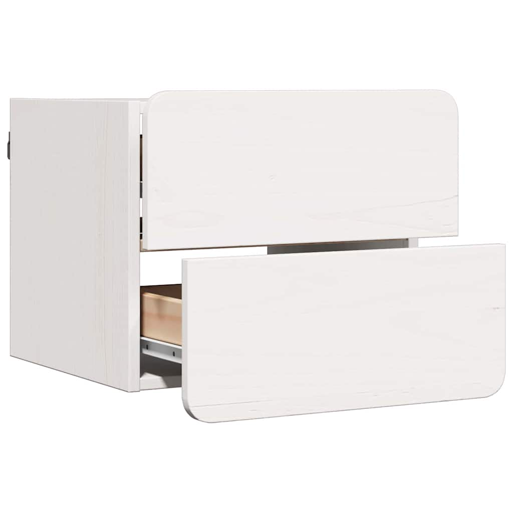 Nachtkastje 2 pcs Wit 39 x 34 x 33 cm Massief dennenhout
