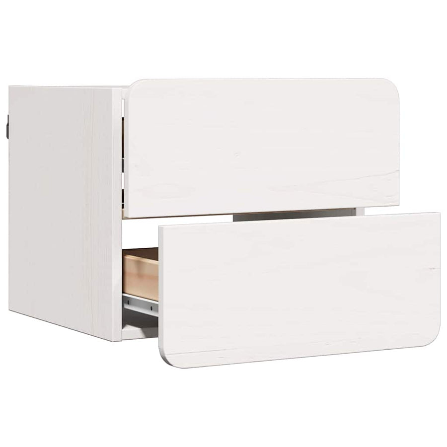 Nachtkastje 2 pcs Wit 39 x 34 x 33 cm Massief dennenhout