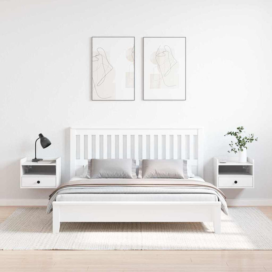 Nachtkastjes 2 pcs Wit 38 x 36 x 29.5 cm Massief grenenhout