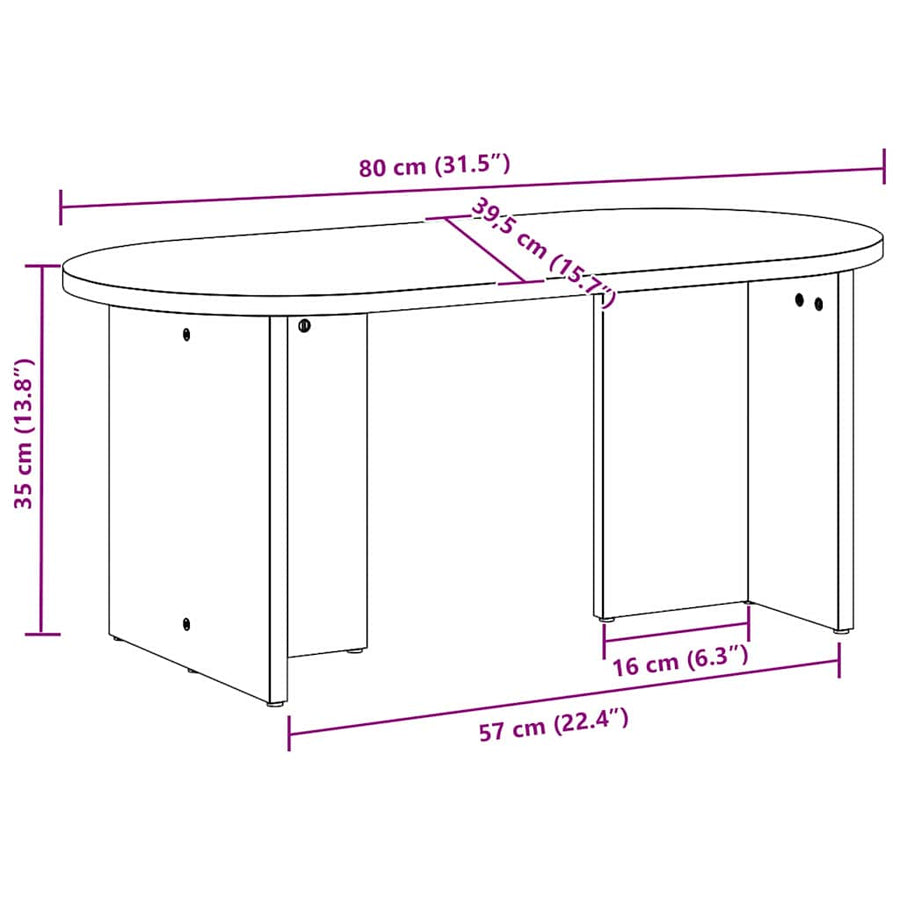 Salontafel Naturel 80 x 39.5 x 35 cm Massief grenenhout