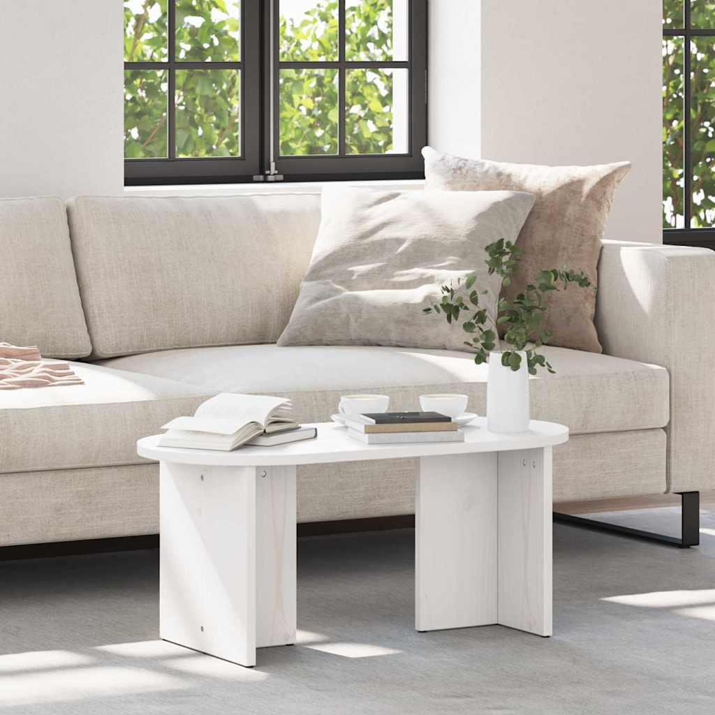 Salontafel Wit 80 x 39.5 x 35 cm Massief grenenhout