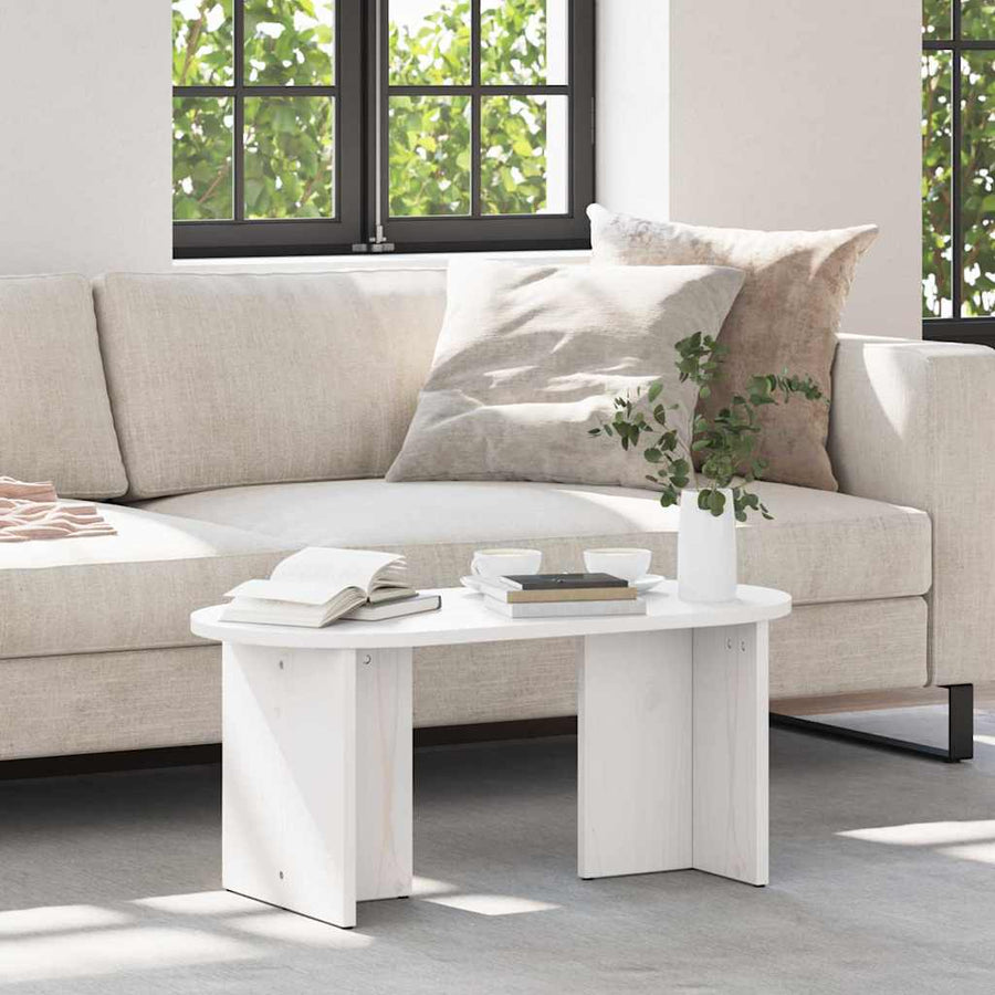 Salontafel Wit 80 x 39.5 x 35 cm Massief grenenhout