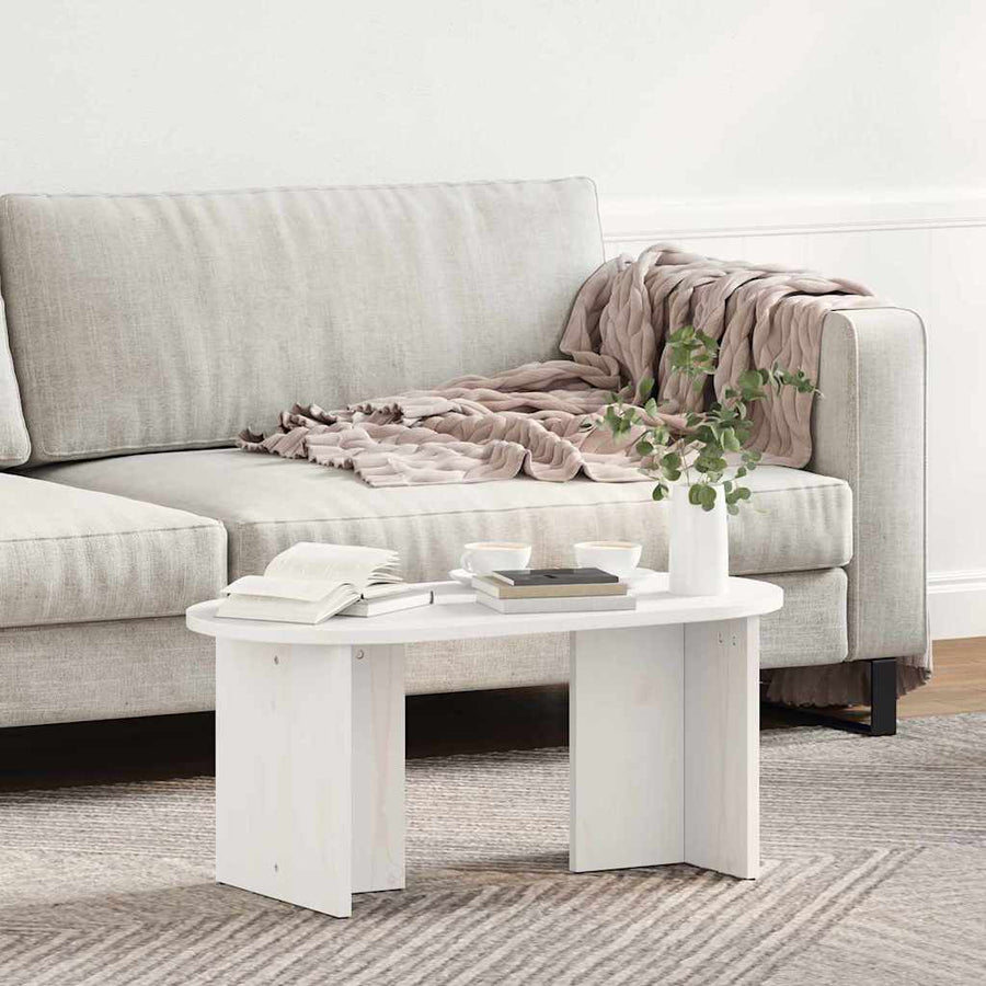 Salontafel Wit 80 x 39.5 x 35 cm Massief grenenhout
