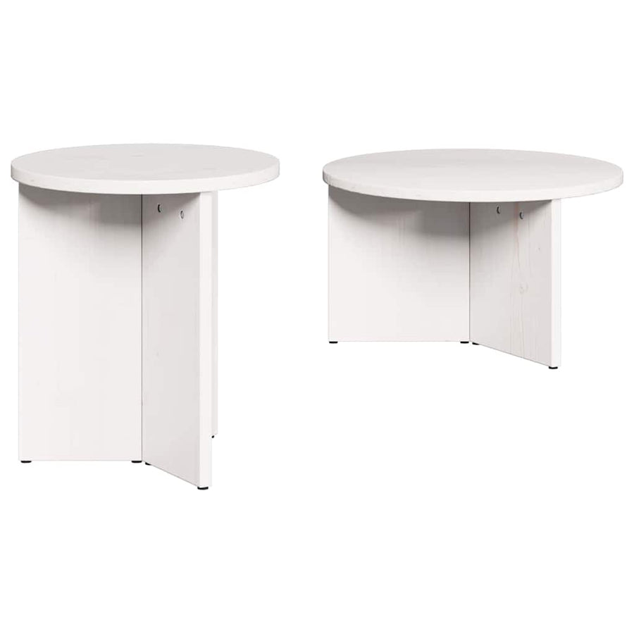 Koffietafel Set 2 pcs Wit 49 x 49 x 28 cm Massief grenenhout