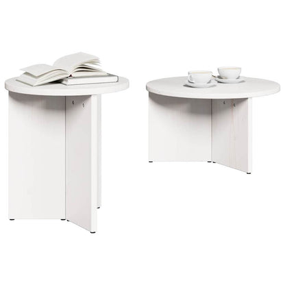 Koffietafel Set 2 pcs Wit 49 x 49 x 28 cm Massief grenenhout