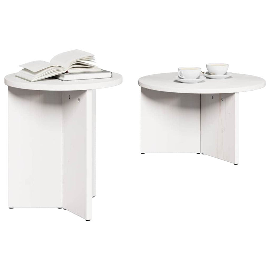 Koffietafel Set 2 pcs Wit 49 x 49 x 28 cm Massief grenenhout