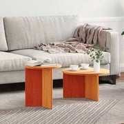 Salontafel set massief grenenhout wasbruin 49x49x28 cm