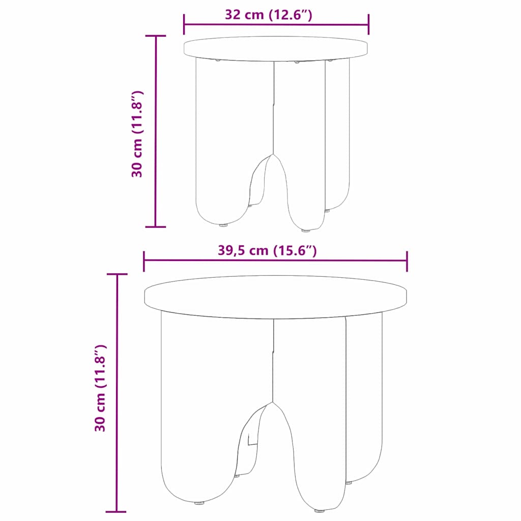 Koffietafel Set 2 pcs Wit 39.5 x 39.5 x 30 cm