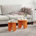 Coffee Table 2 pcs Waxed Brown Solid Pine Wood