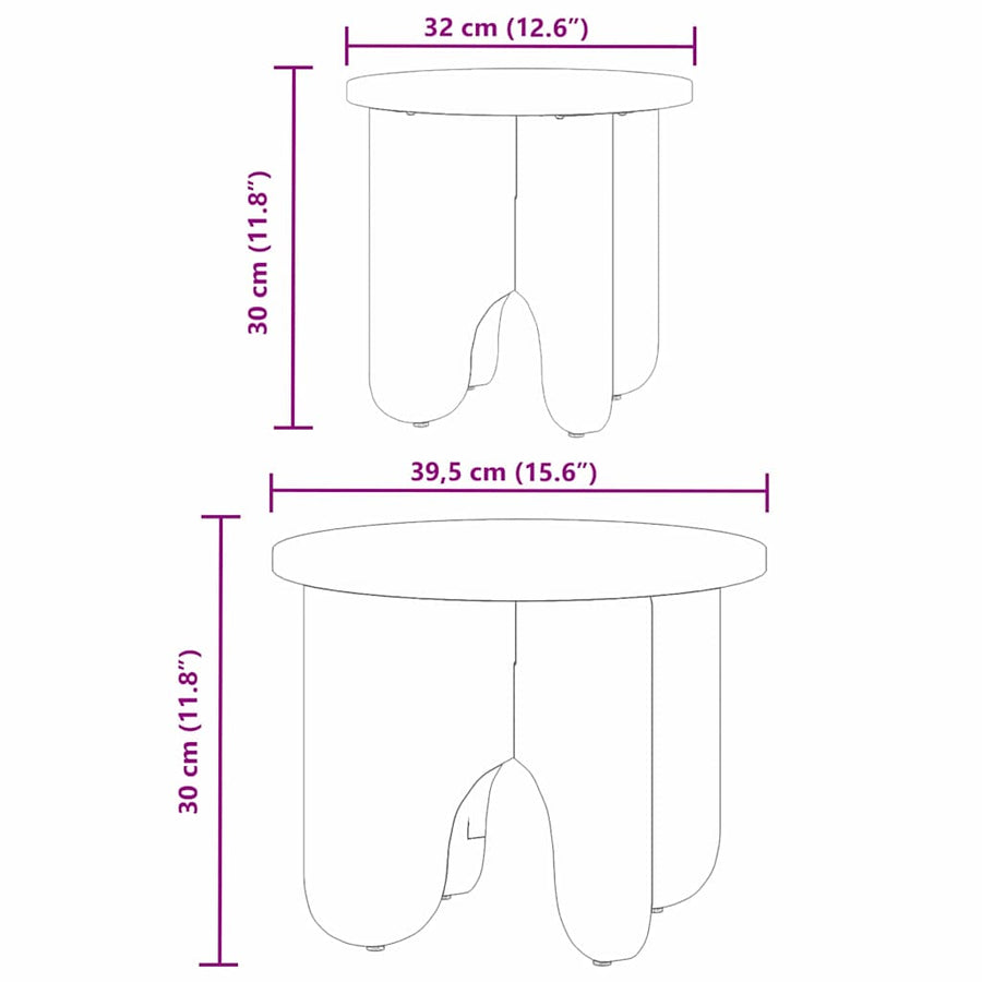 Koffietafel Set 2 pcs Wasbruin 39.5 x 39.5 x 30 cm