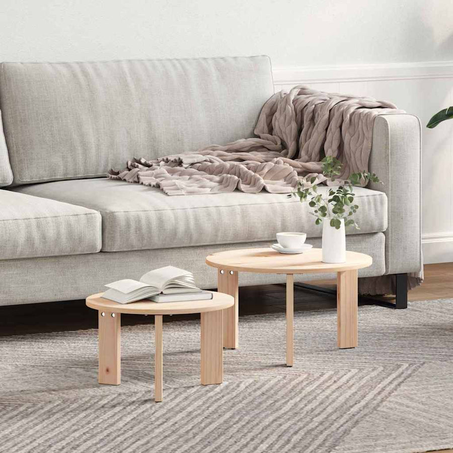 Koffietafel Set 2 pcs Naturel 47.5 x 47.5 x 27 cm