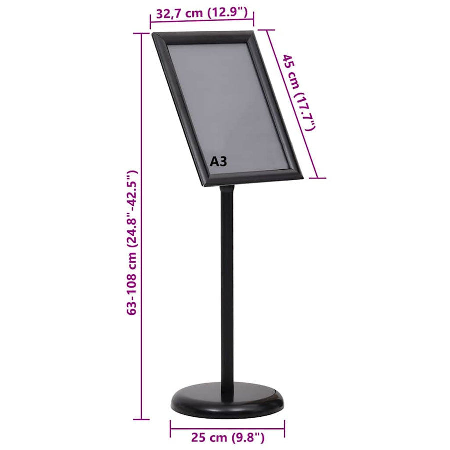 Posterstandaards 2 pcs Zwart 32.7 x 24 x 108 cm Aluminium