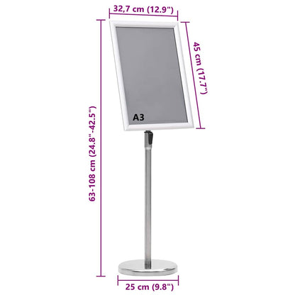 Posterstandaards 2 pcs Zilver 32.7 x 24 x 108 cm Aluminium