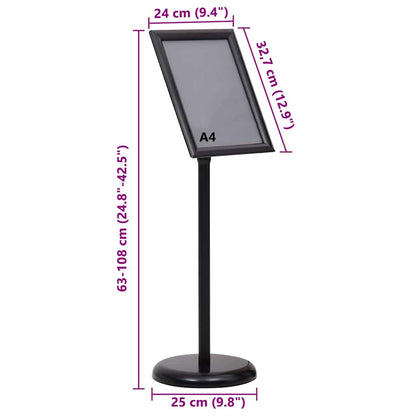 Posterstandaards 2 pcs Zwart 32.7 x 24 x 108 cm Aluminium