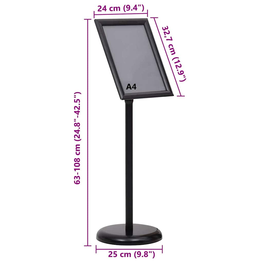 Posterstandaards 2 pcs Zwart 32.7 x 24 x 108 cm Aluminium