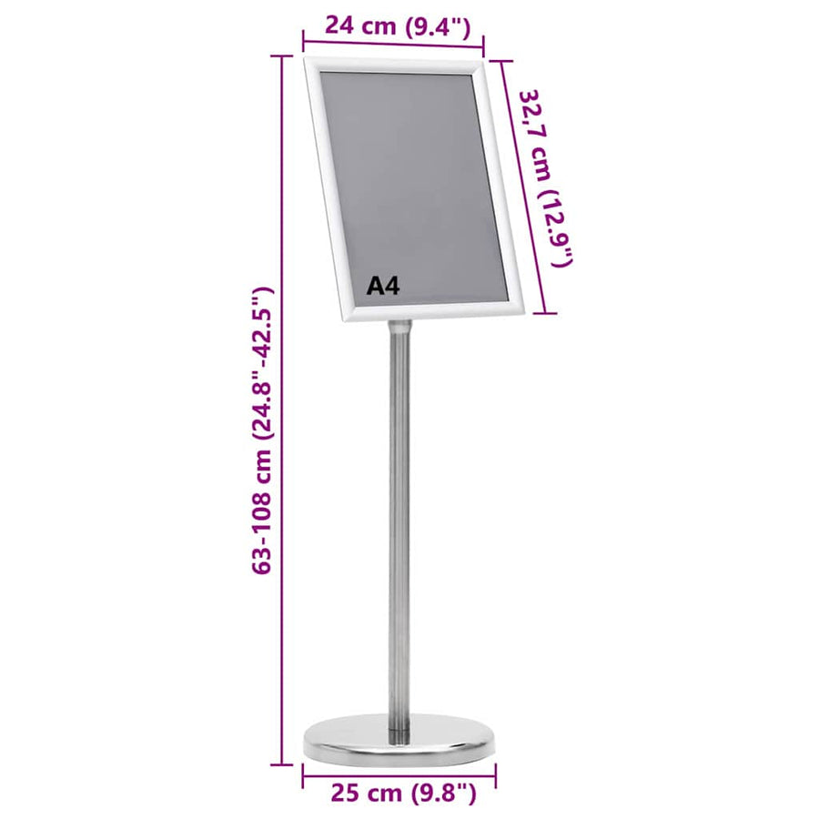 Posterstandaards 2 pcs Zilver 32.7 x 24 x 108 cm Aluminium