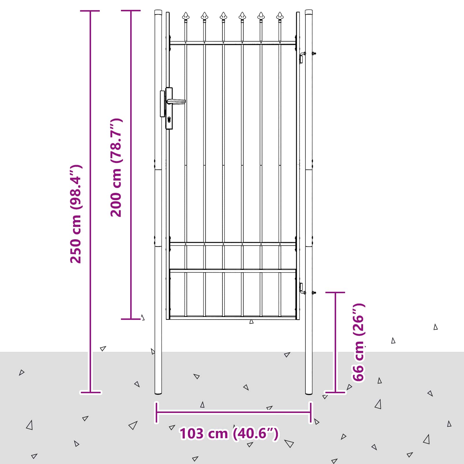Hekpoort BOXTEL 103 x 250 cm Gepoedercoat staal Grijs