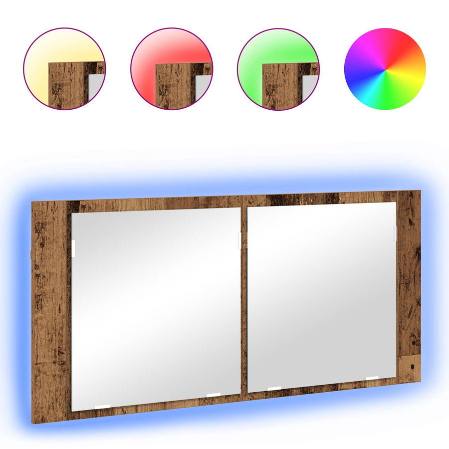 LED Spiegelkast met plank Oudhout 100 x 12 x 45 cm Bewerkt hout