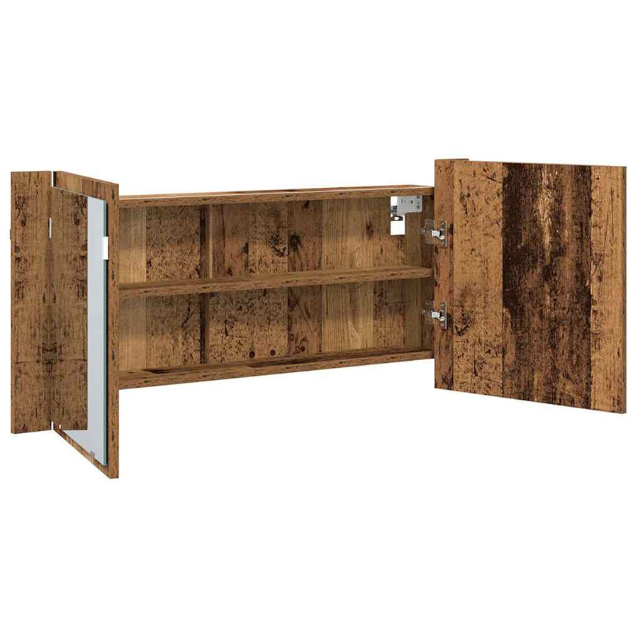 LED Spiegelkast met plank Oudhout 100 x 12 x 45 cm Bewerkt hout