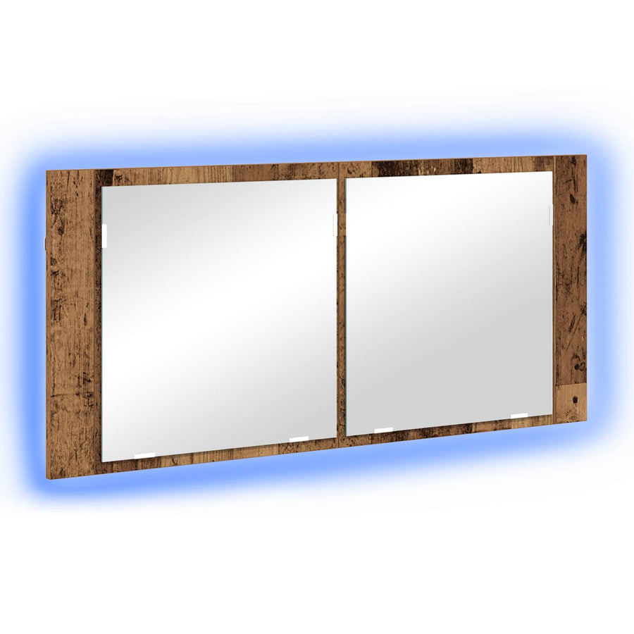 LED Spiegelkast met plank Oudhout 100 x 12 x 45 cm Bewerkt hout